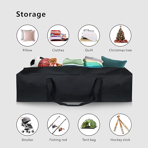 46 Inch Extra Large Zippered Duffel Bag for Travel Camping Sports Equipment Storage, Waterproof Foldable Luggage Bag with Padded Handles