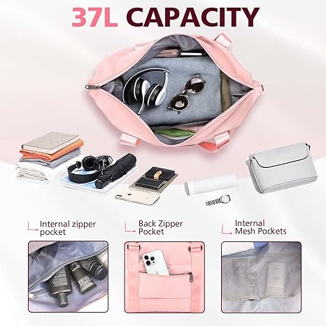 Travel Duffle Bag, Waterproof Weekender Bag Carry On Tote Bags for Women, Duffel Bag Sport Gym Bag for Men, Hospital Bag for Labor and Delivery, Overnight Bag Luggage Bag with Trolley Sleeve