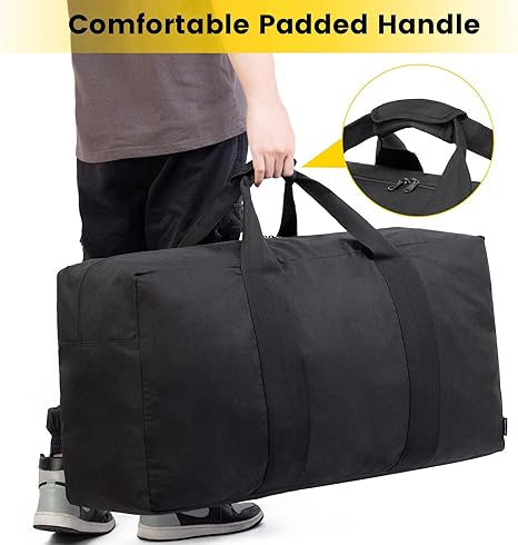 Extra Large Duffle Bag for Travel - 100L Duffel Bag for Men Gear Bag for Storage Foldable Weekender Bag for Overnight Camping - Black