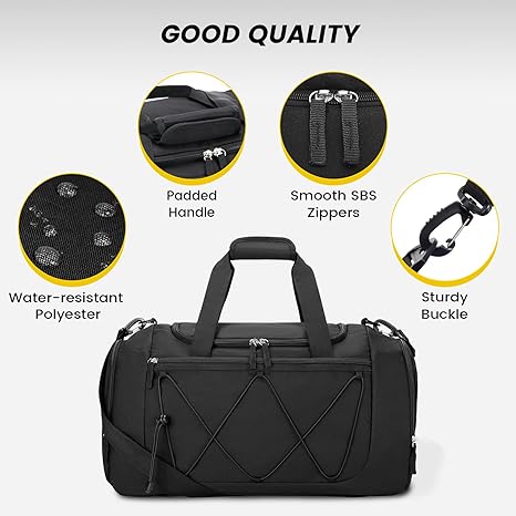 Gym Bag for Men - 21 Inches Duffle Bag for Travel Lightweight Duffel Bag with Shoe Compartment Personal Item Travel Bag Weekender Bag for Travel Sports Gym - Black