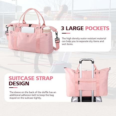 Travel Duffle Bag, Waterproof Weekender Bag Carry On Tote Bags for Women, Duffel Bag Sport Gym Bag for Men, Hospital Bag for Labor and Delivery, Overnight Bag Luggage Bag with Trolley Sleeve