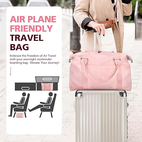 Travel Duffle Bag, Waterproof Weekender Bag Carry On Tote Bags for Women, Duffel Bag Sport Gym Bag for Men, Hospital Bag for Labor and Delivery, Overnight Bag Luggage Bag with Trolley Sleeve