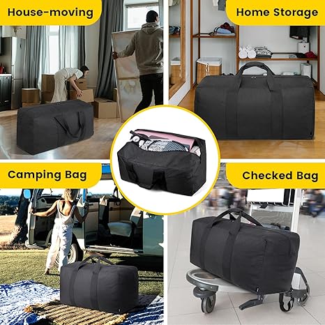 Extra Large Duffle Bag for Travel - 100L Duffel Bag for Men Gear Bag for Storage Foldable Weekender Bag for Overnight Camping - Black