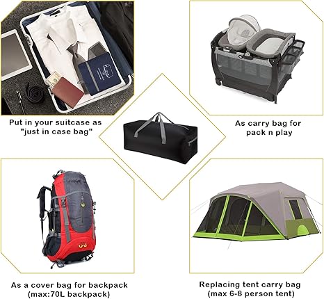 Foldable Duffel Bag 30" / 75L Lightweight with Water Rresistant for Travel-Black