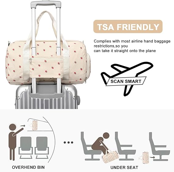 Duffle Bag Girls Kids Cute Gym Bag with Shoes Compartment & Wet Separation Waterproof Sports Overnight Travel Bag
