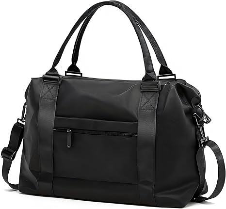 Travel Duffle Bag, Weekender Travel Bag Men Small Gym Bag for Women, Hospital Bag for Labor and Delivery, Overnight Bag Luggage Bag with Trolley Sleeve, Airplane Travel Essentials for Flying(Black)