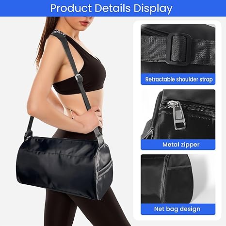 Small Gym Bag for Women & Men,Small Lightweight Duffel Bag Carry On Bags Mini Duffel Travel Bag Waterproof Sports Bags for Workout/Sport/Travel, Black