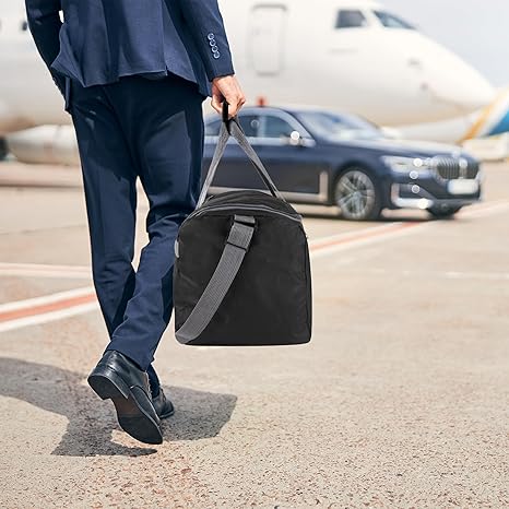 30 Liter, 17 Inch Canvas Duffle Bags for Men and Women – Travel Weekender Overnight Carry-On Shoulder Duffel Tote Bags (Black)