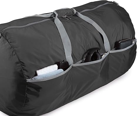 32" Extra Large Foldable Duffle Bag for Travel & Storage, with Exterior/Interior Zippered Pockets, Lightweight/Durable Nylon Material, 50-LBS Capacity, 9254 Cubic Inch (150L), Black