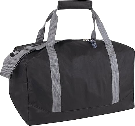 30 Liter, 17 Inch Canvas Duffle Bags for Men and Women – Travel Weekender Overnight Carry-On Shoulder Duffel Tote Bags (Black)
