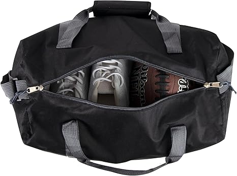 30 Liter, 17 Inch Canvas Duffle Bags for Men and Women – Travel Weekender Overnight Carry-On Shoulder Duffel Tote Bags (Black)