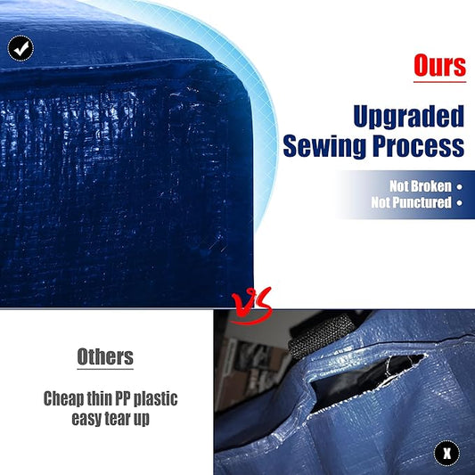4 Pack Heavy Duty Extra Large Moving Bags with Backpack Straps - Strong Handles & Zippers, Storage Totes For Space Saving, Fold Flat, Alternative to Moving Box (X-Large-Set of 4, Blue)